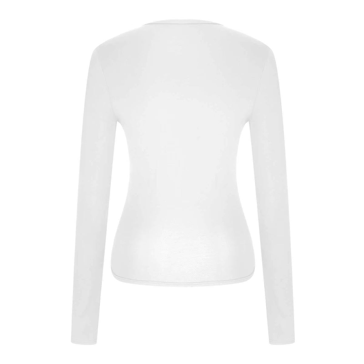 Fall Womens plus Size Tops Long Sleeve Cropped White Casual Shirts Solid Crew Neck Slim Womens Tshirts