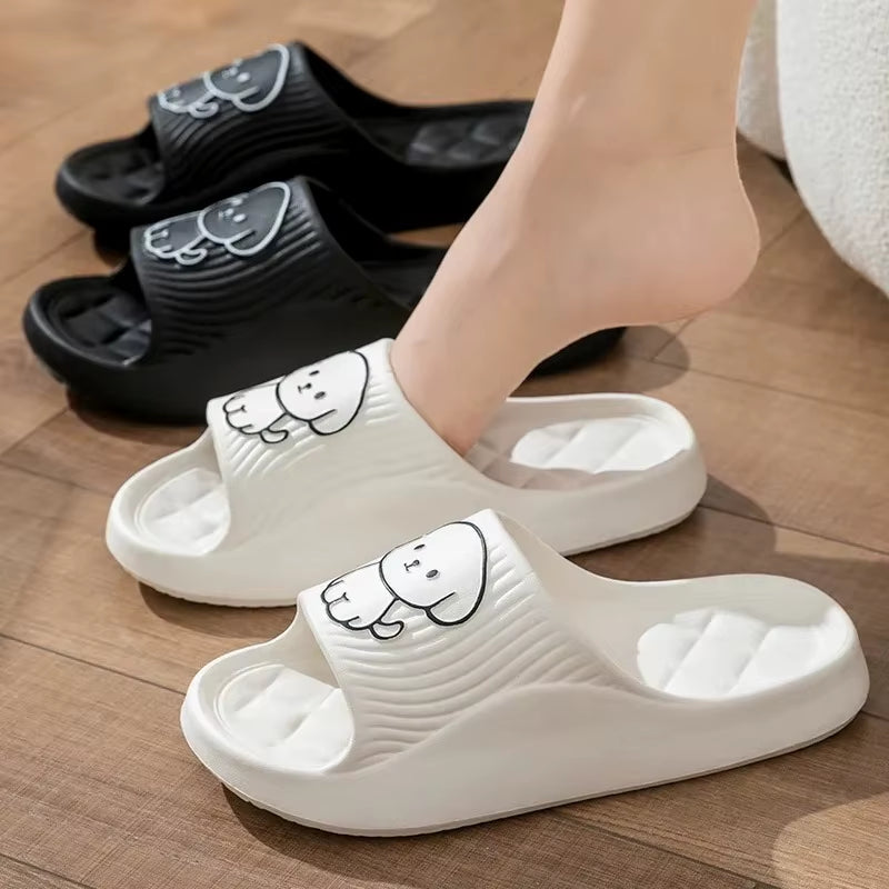 Cute Couple Pillow Slippers Female Summer Wear 2024 New Bathroom Bath Non-Slip Indoor Home Eva Thick Bottom Sandals